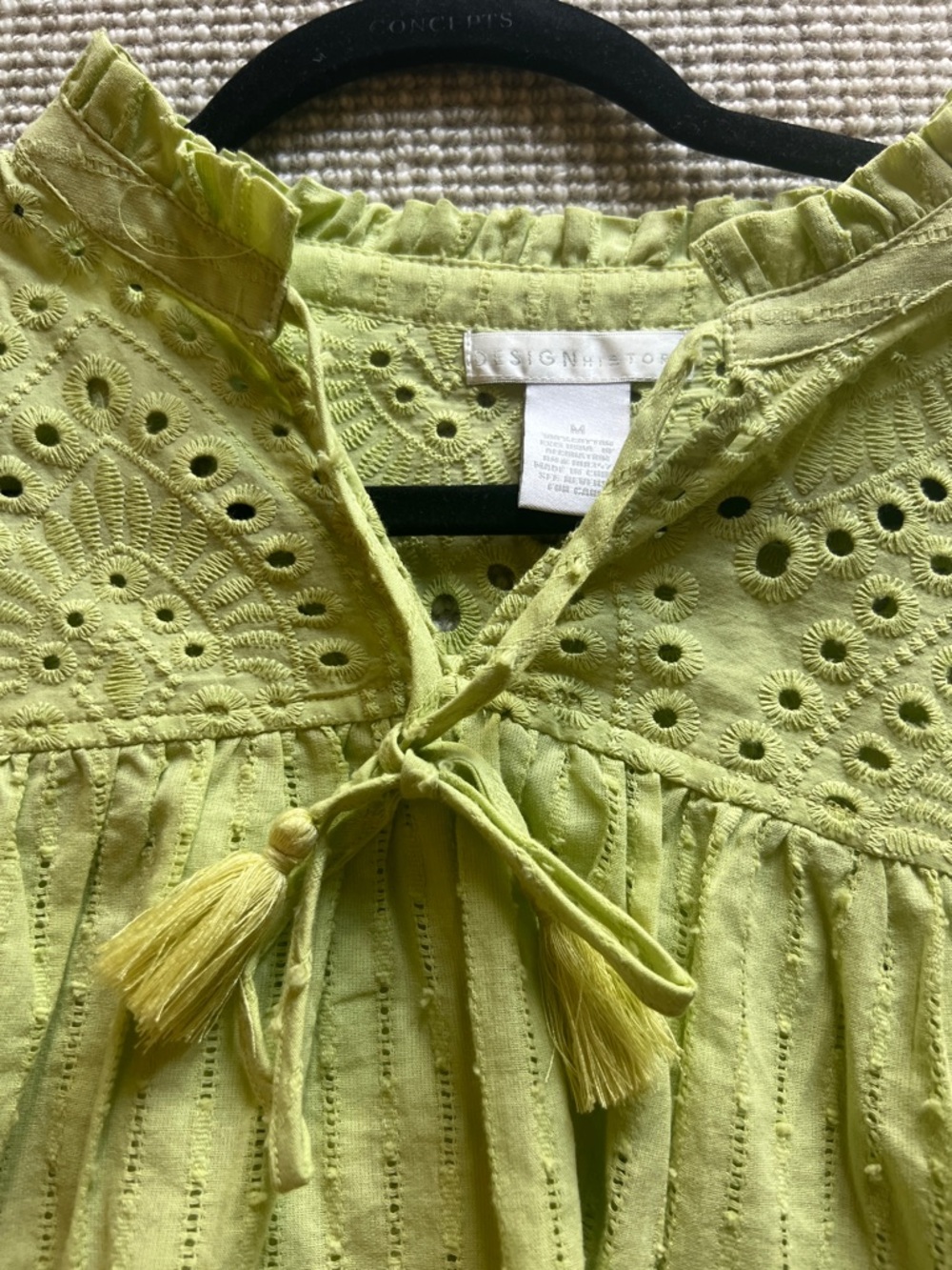 Design History Lime Eyelet Ruffle Top - Picture 4 of 5